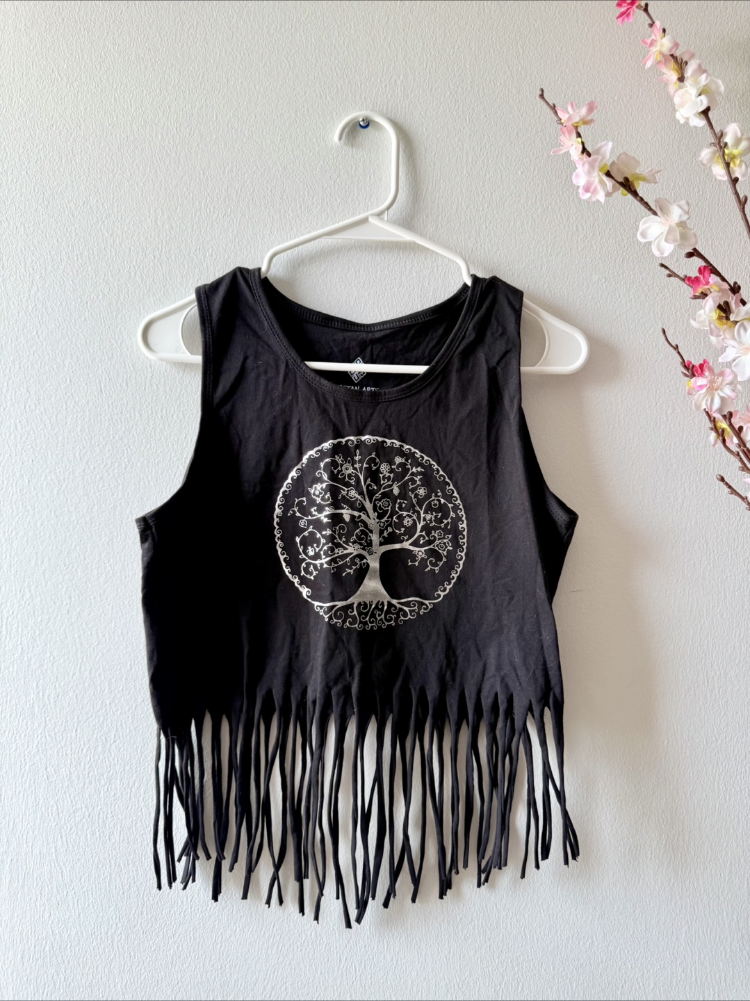 Women’s Black Crop Top with Fringe - US Size 4