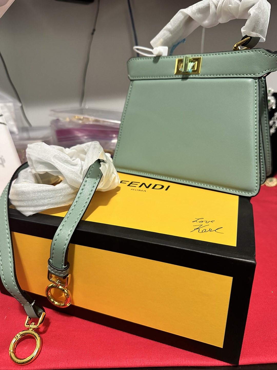 Fendi Mint Green Handbag with Box