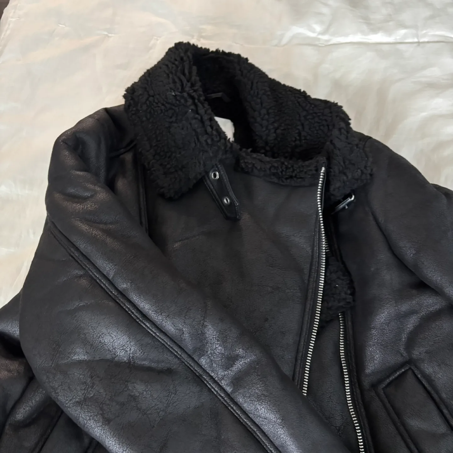 H&m Black Leather Jacket thumbnail