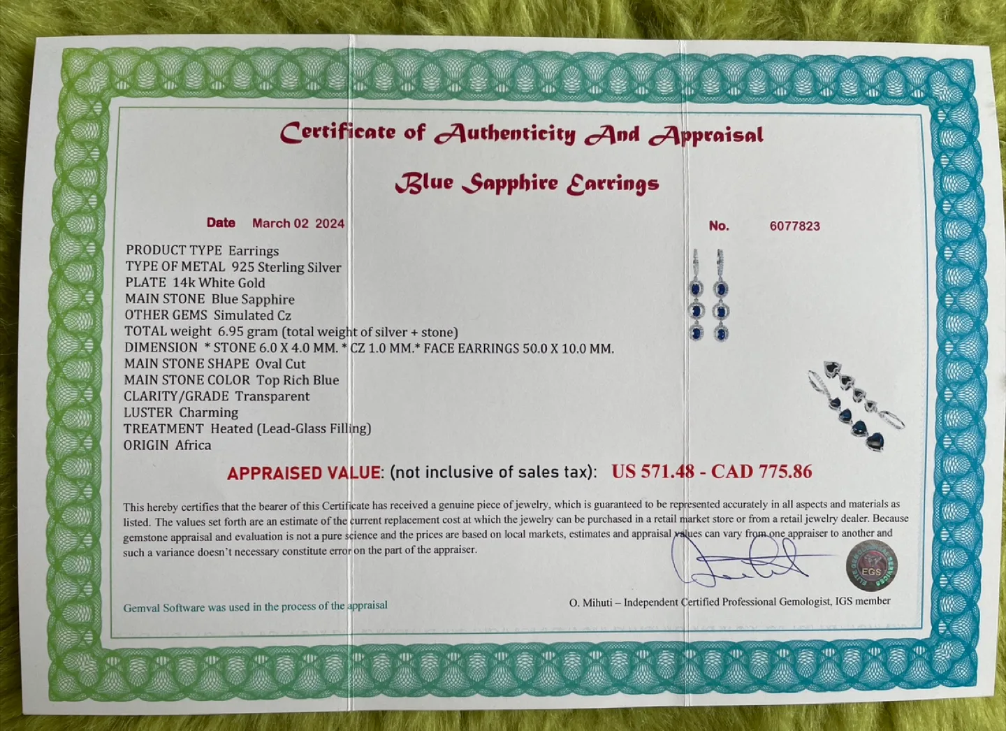 Blue Sapphire Earrings (Jewelry) image indicator(5)