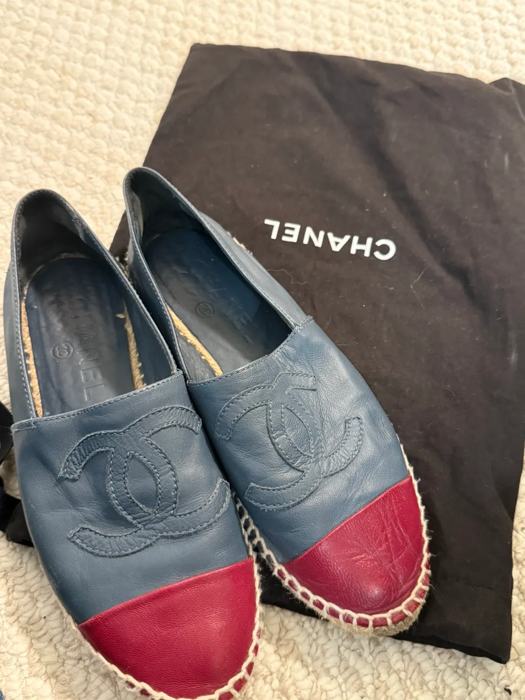 Authentic Chanel Navy/Red Espadrilles thumbnail