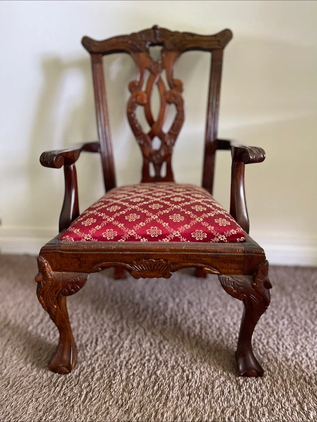 Antique Carved Wooden Chair thumbnail