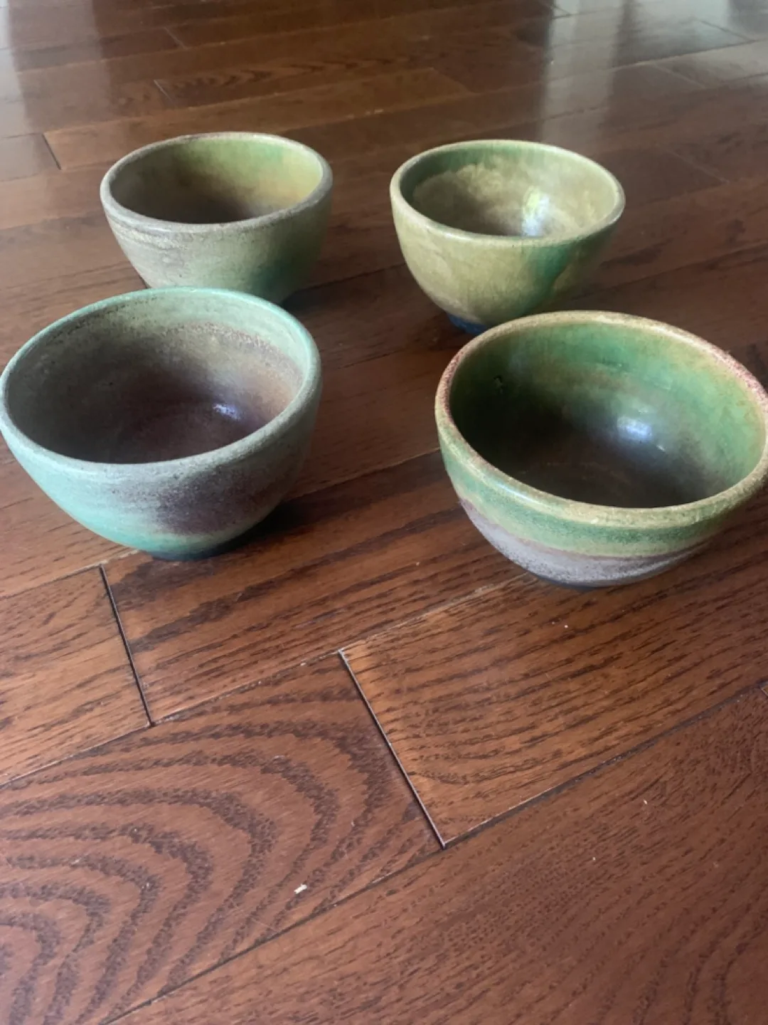 Set of Four Green Pottery Bowls thumbnail