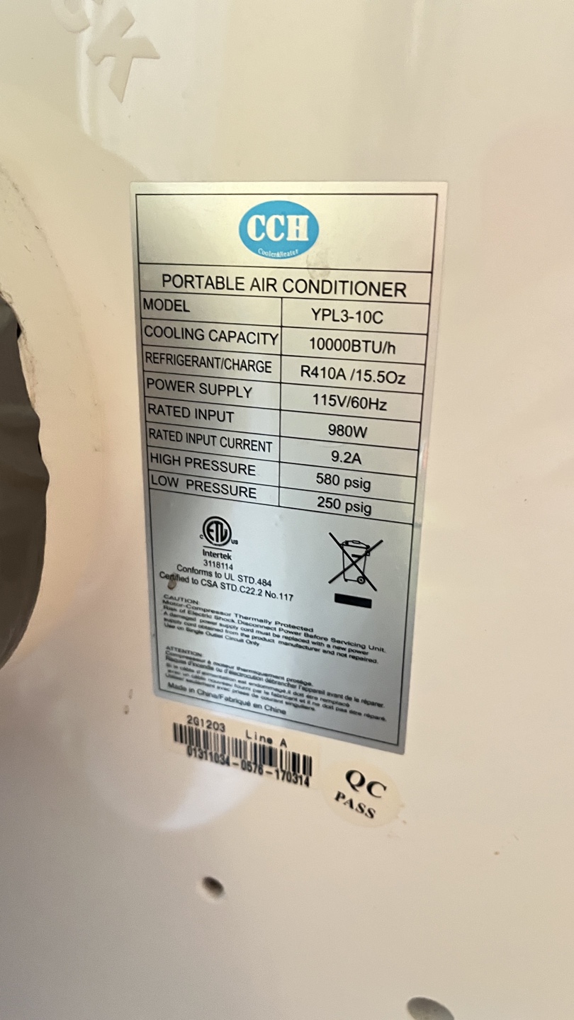 CCH Portable Air Conditioner - photo 2