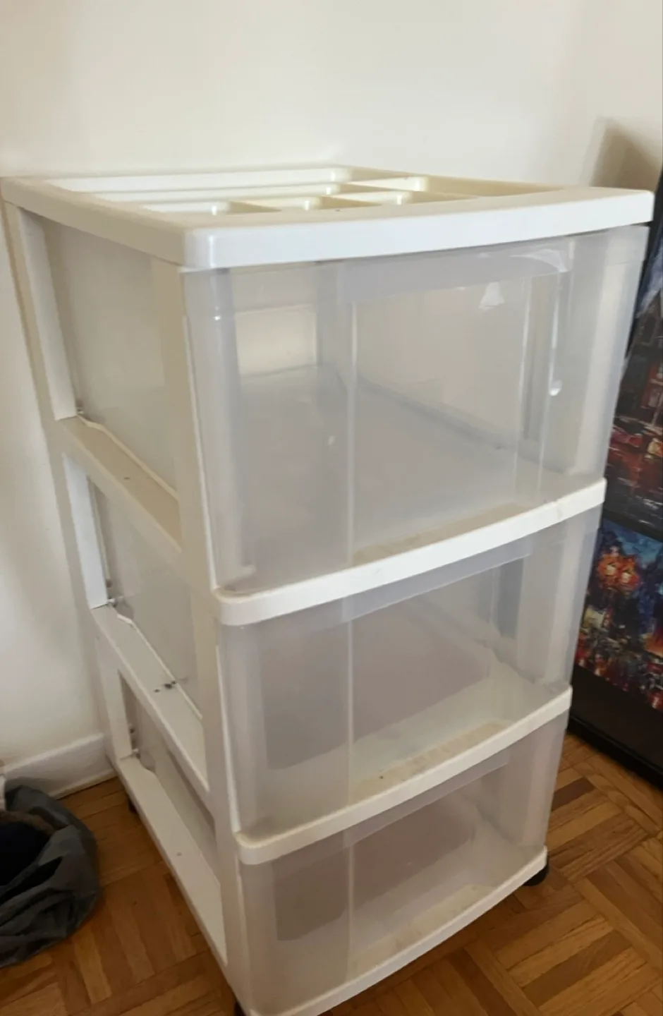 White Plastic 3-Drawer Storage Unit thumbnail