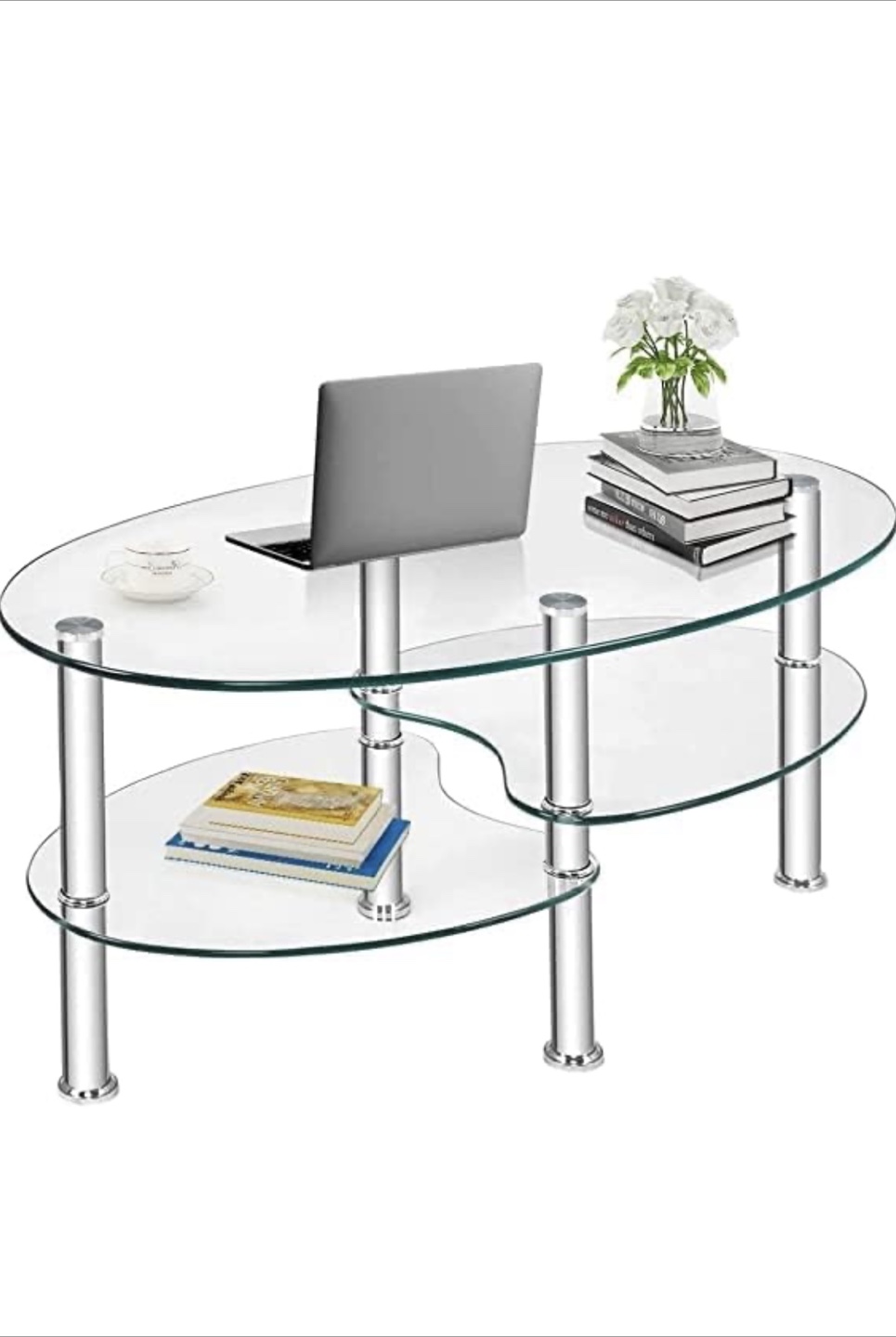 Oval Glass Coffee Table – Two Tiers - photo 2