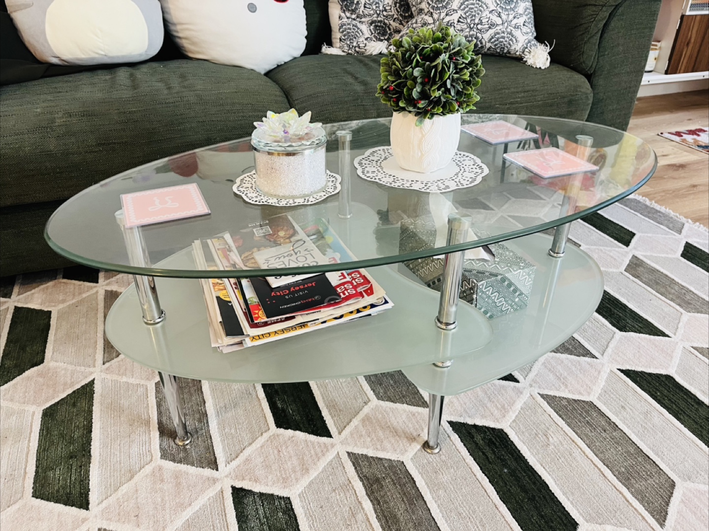 Oval Glass Coffee Table – Two Tiers - photo 3