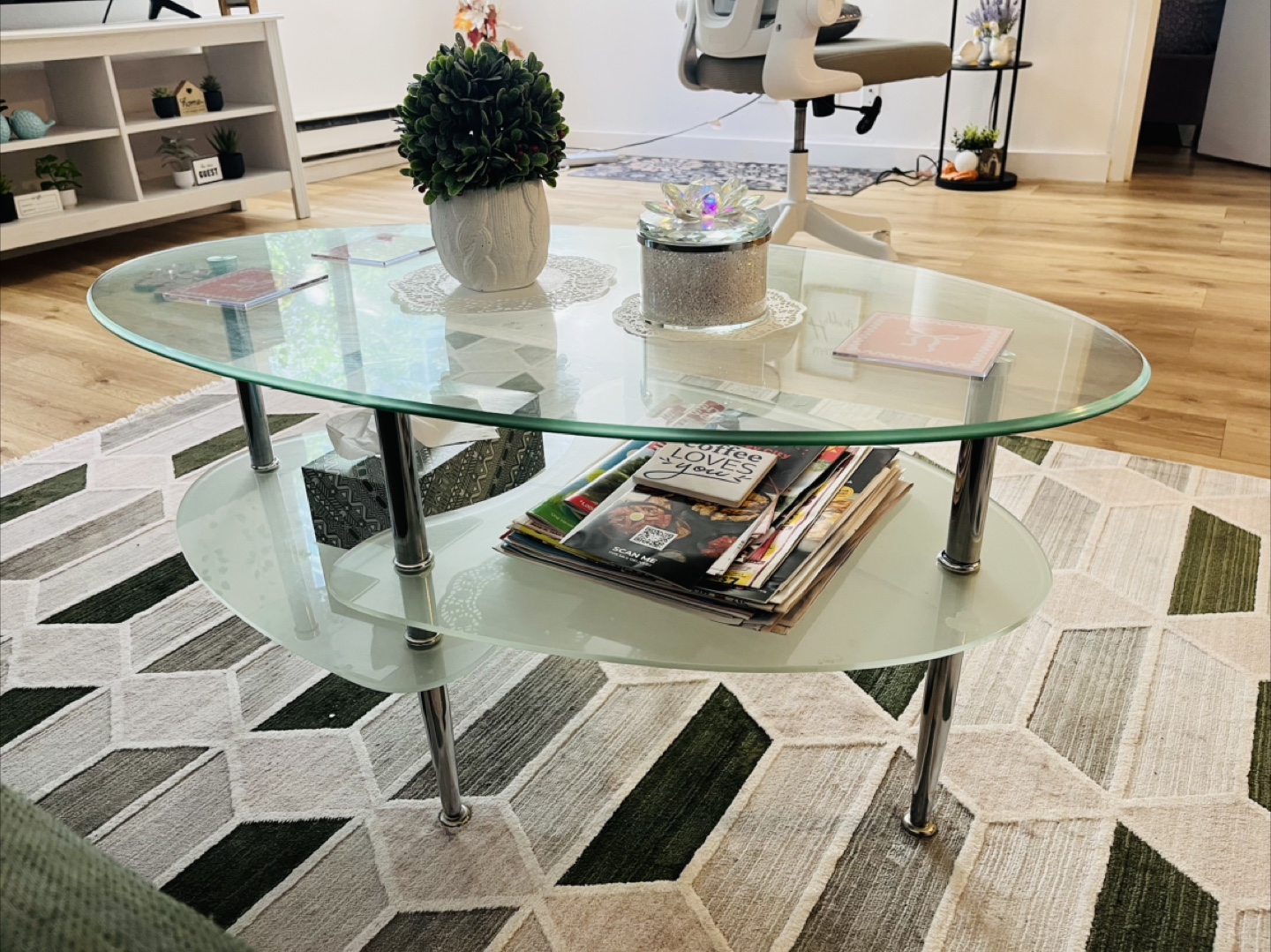 Oval Glass Coffee Table – Two Tiers - photo 4
