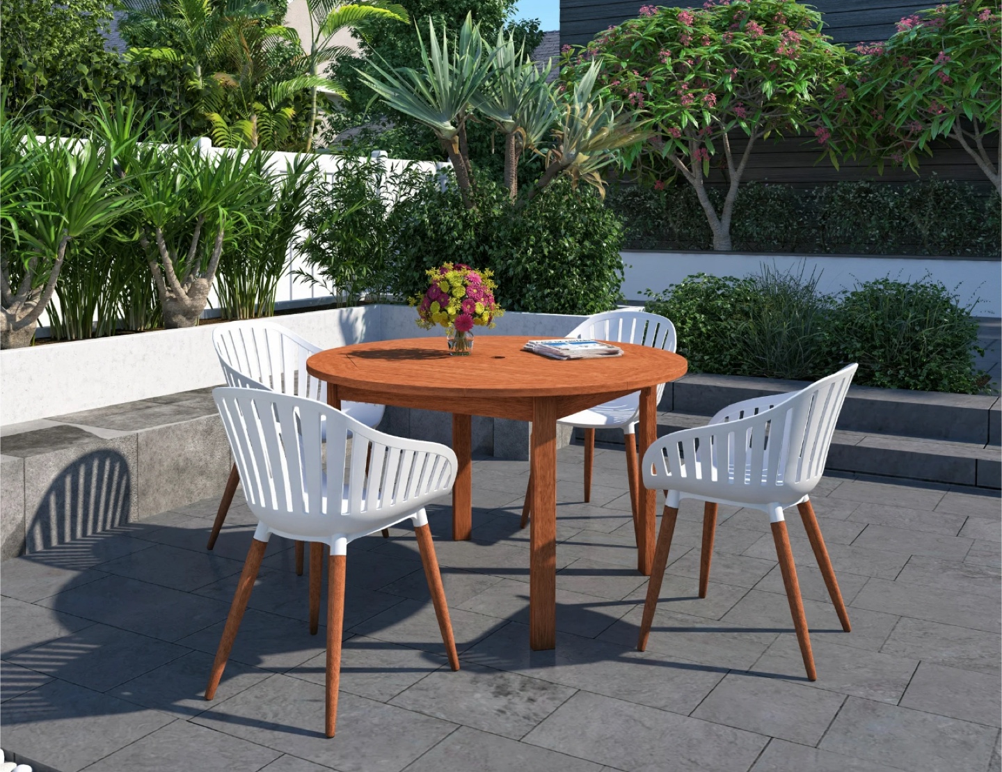 New Amazonia Milano FSC Eucalyptus Wood Outdoor Round Table - photo 2