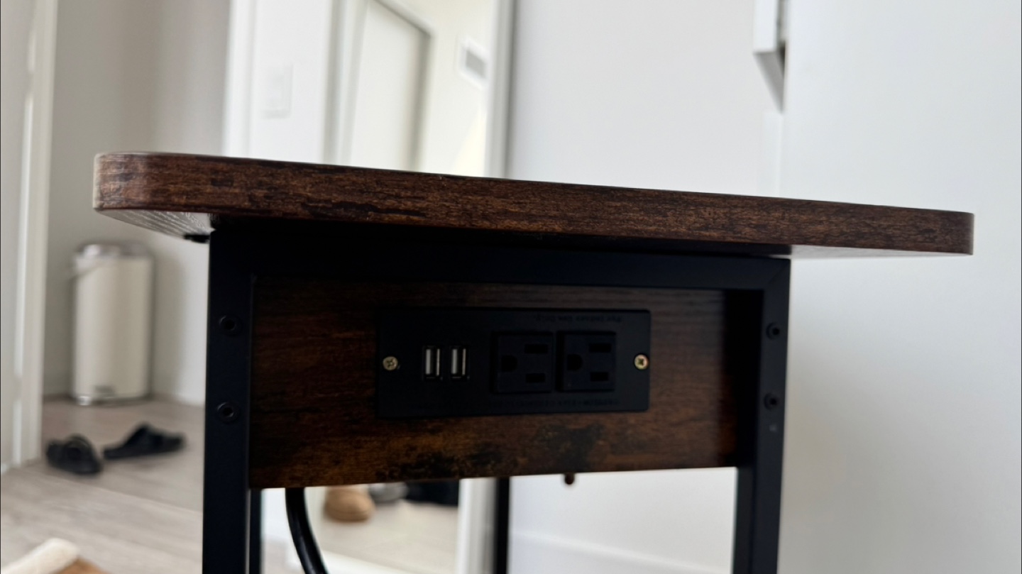 Side Table with Outlet and Storage - photo 2