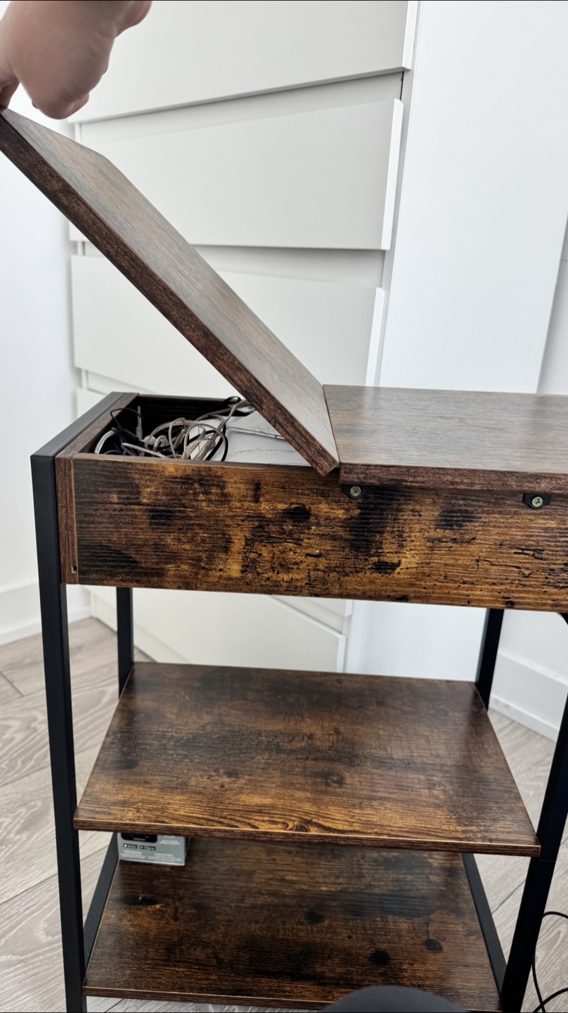 Side Table with Outlet and Storage - photo 3