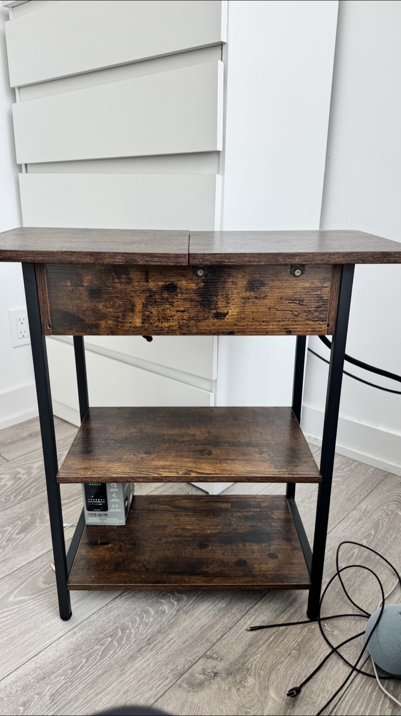 Side Table with Outlet and Storage