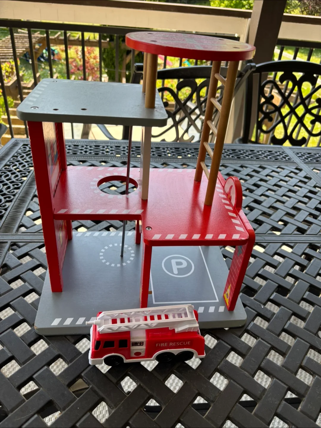Wooden Fire Station Playset with Vehicle thumbnail