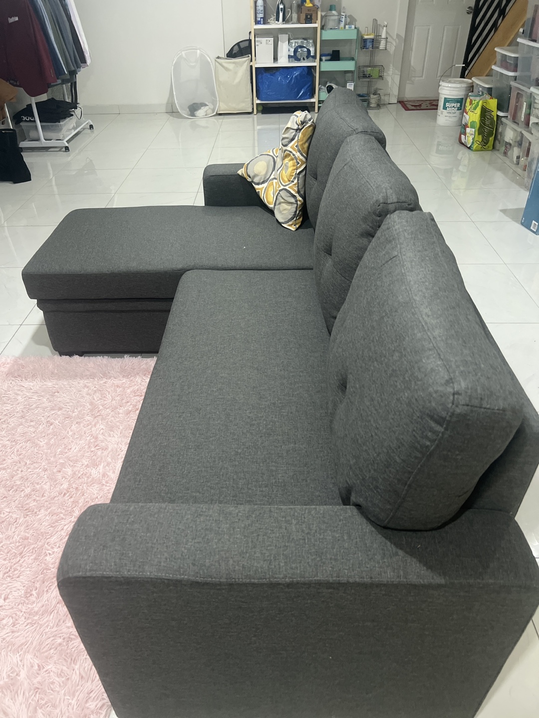 Gray Sectional Sleeper Couch with Storage - photo 2