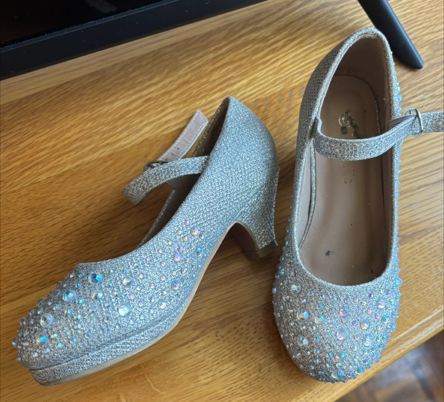 Kids Silver Dress Heels with Jewels thumbnail