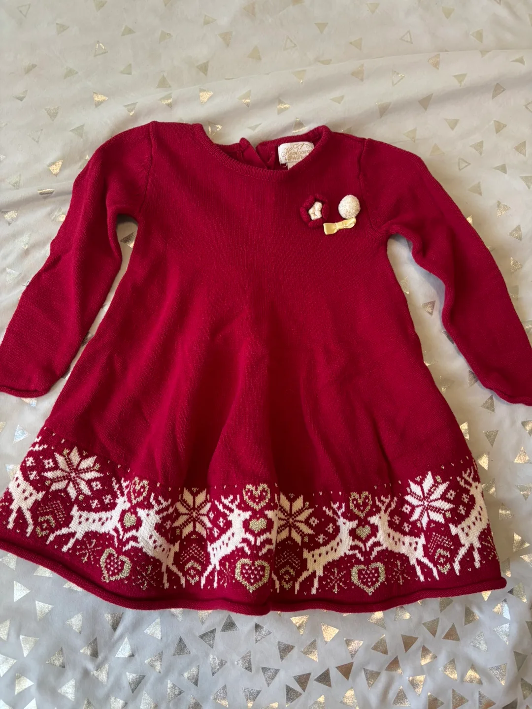 Red knit kids dress thumbnail