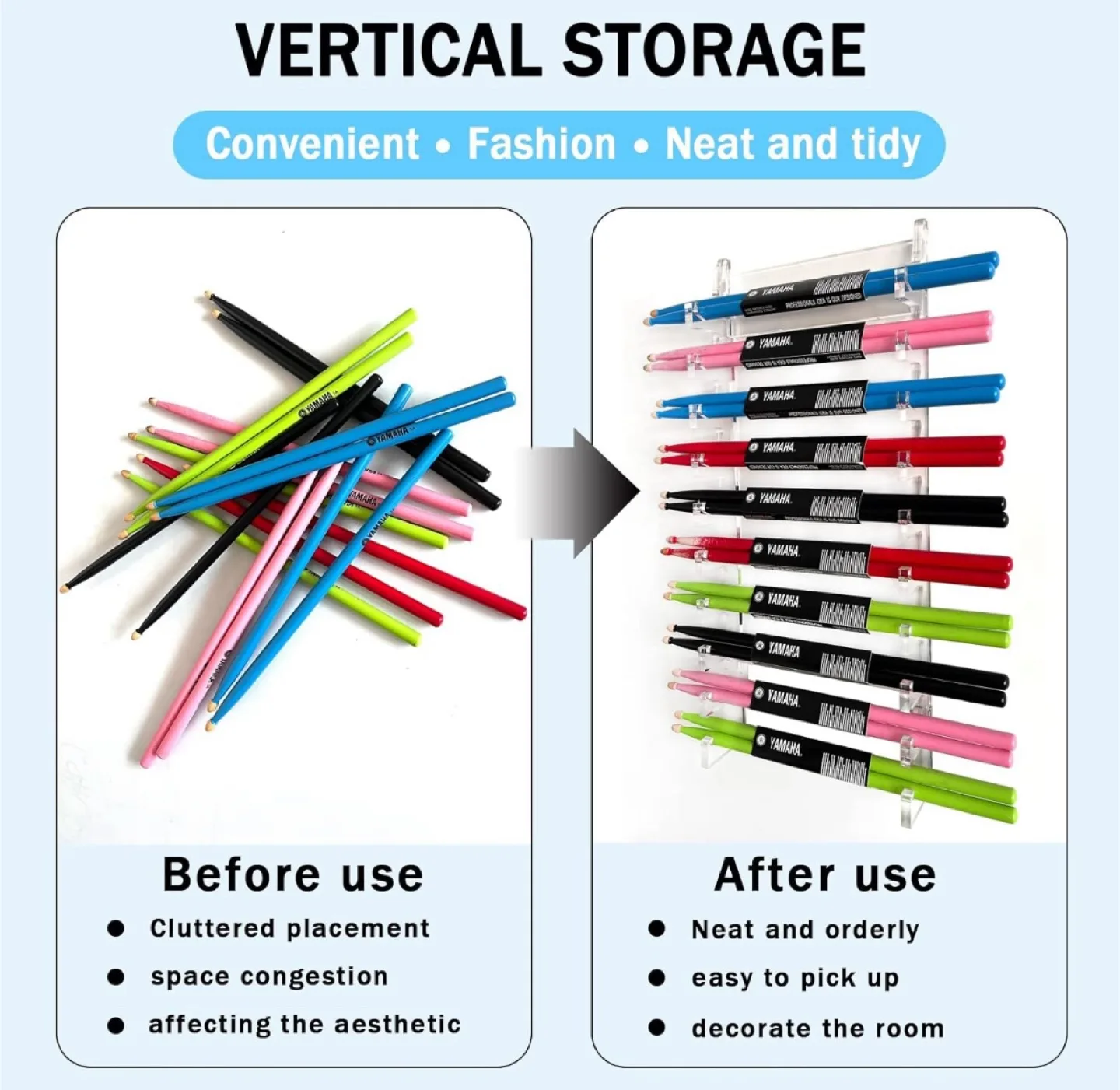 Brand New Clear Acrylic Drumstick Holder Organizer image indicator(8)