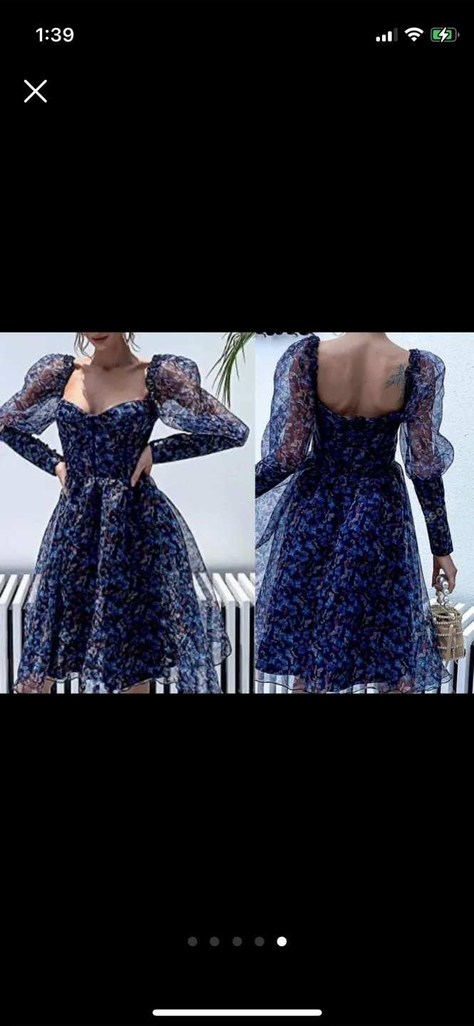 NEW Blue butterfly print dress - small image indicator(2)