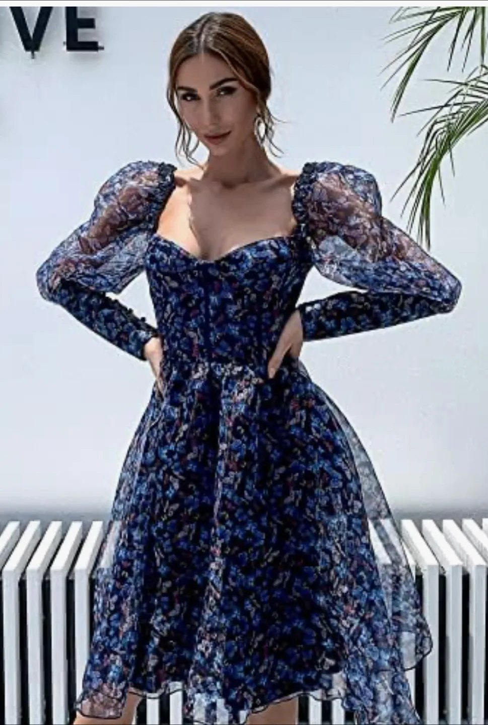 NEW Blue butterfly print dress - small image indicator(5)