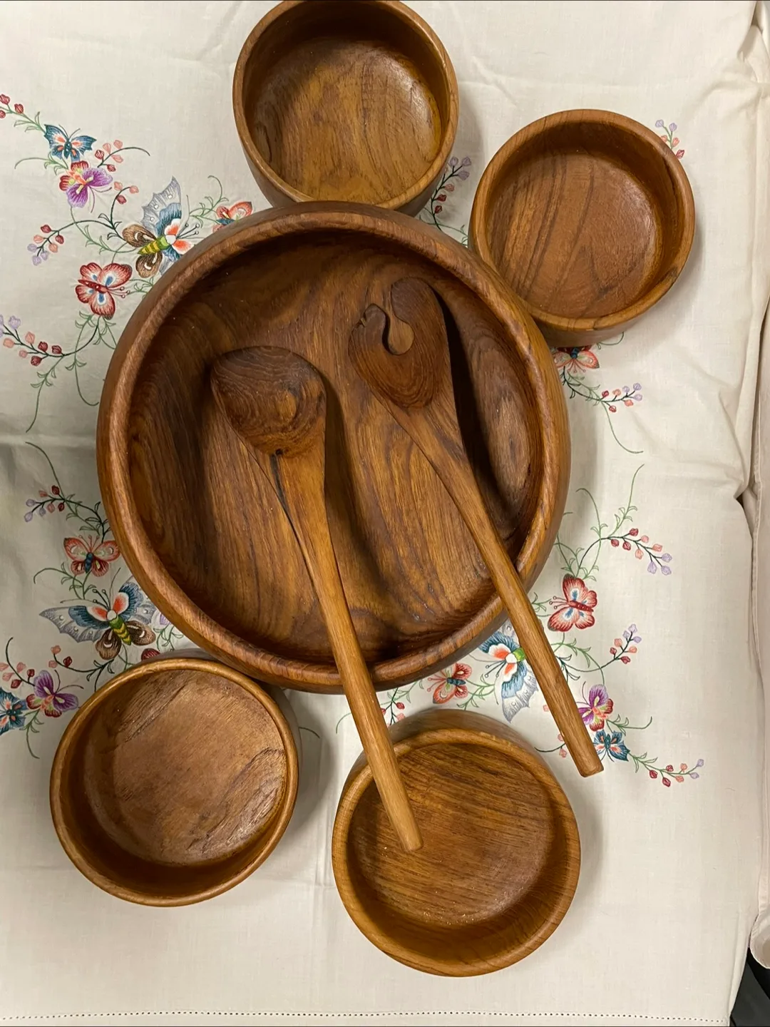 Teak salad bowl set thumbnail