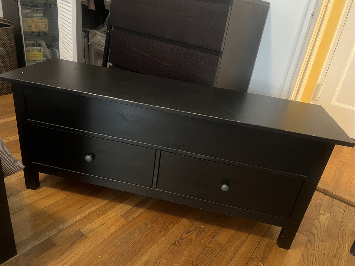 Black Storage Bench with Drawers
