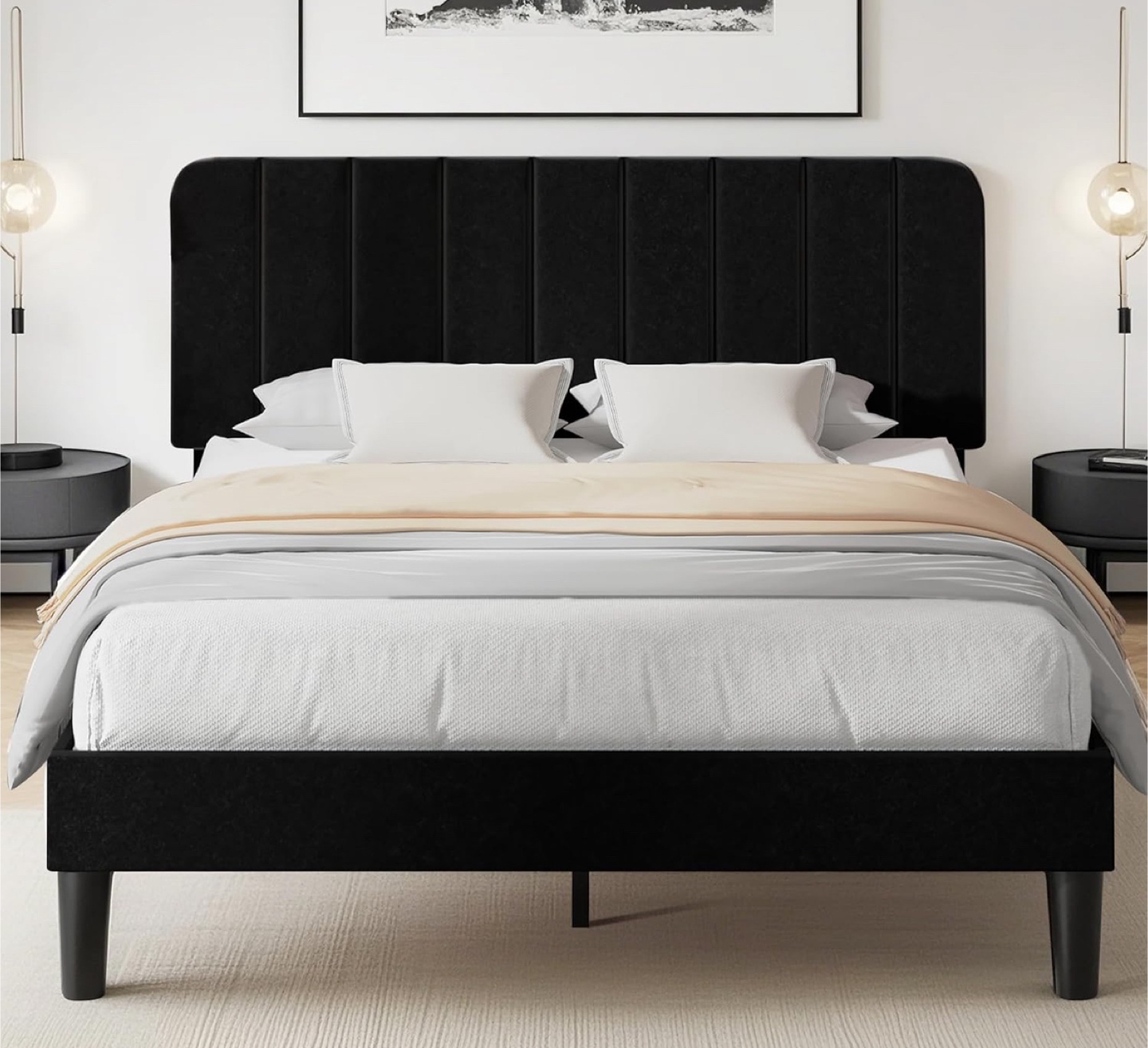 Black Velvet Bed Frame Queen