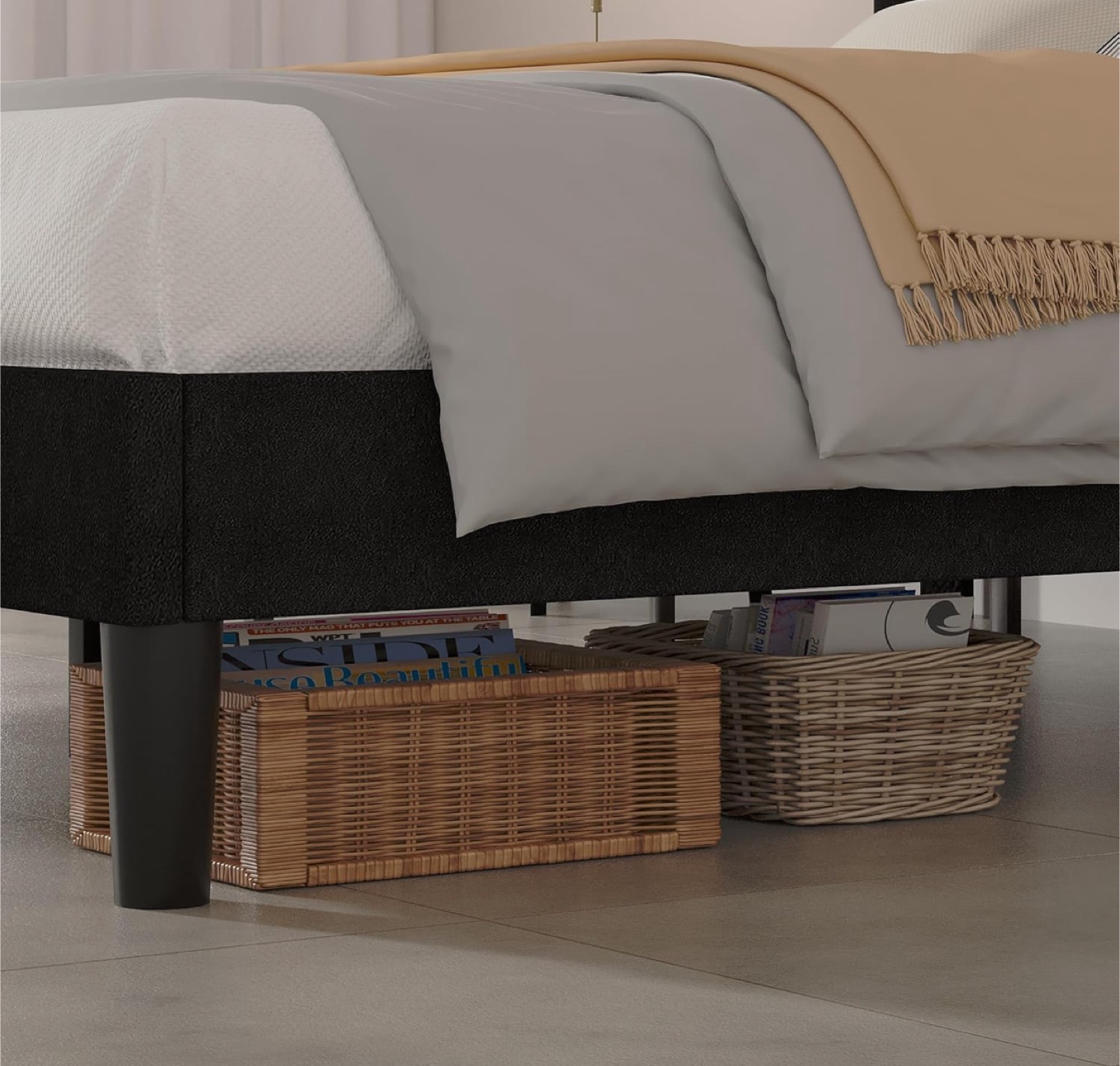 Black Velvet Bed Frame Queen - photo 3