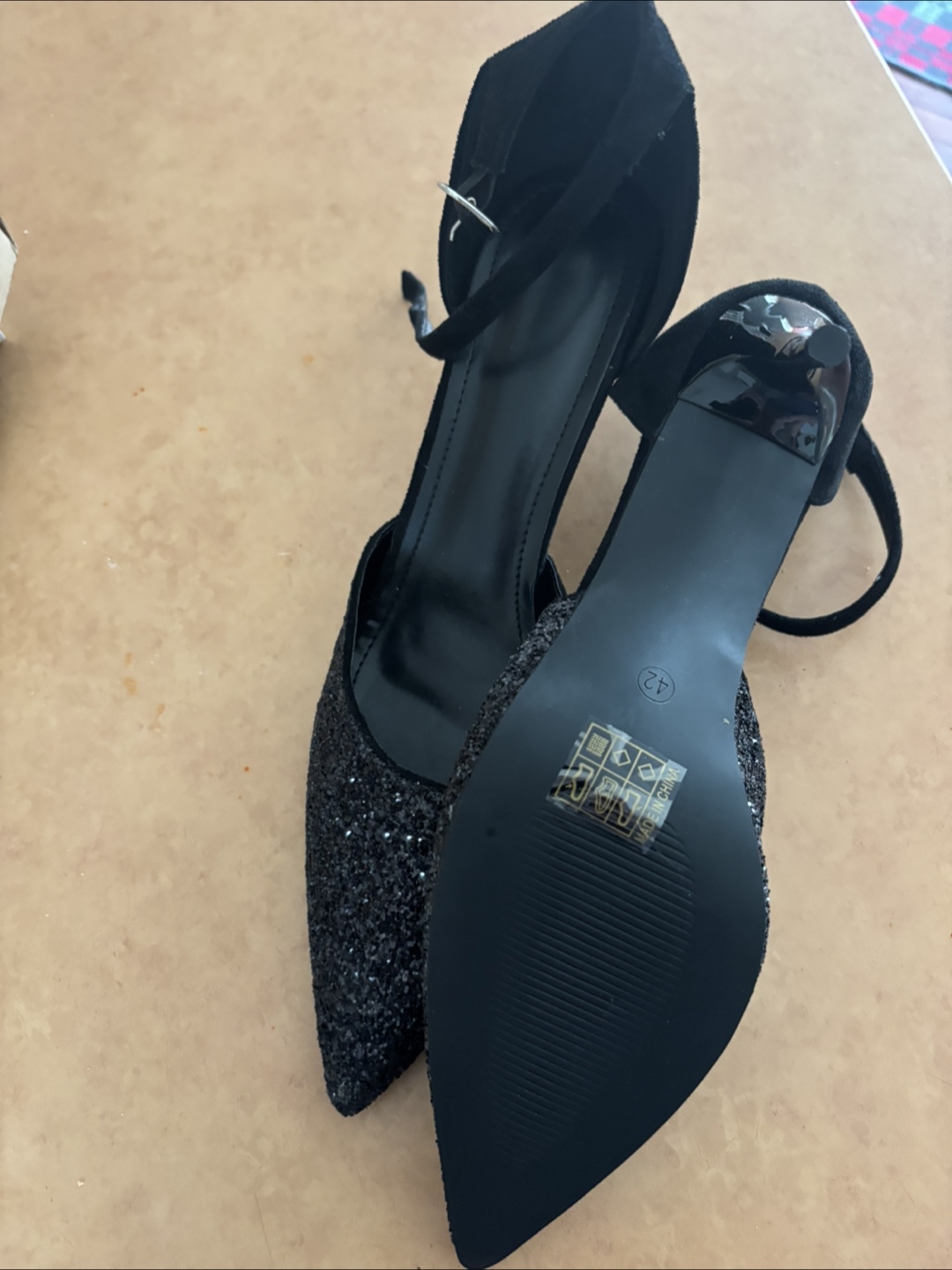 Black Glitter Heels