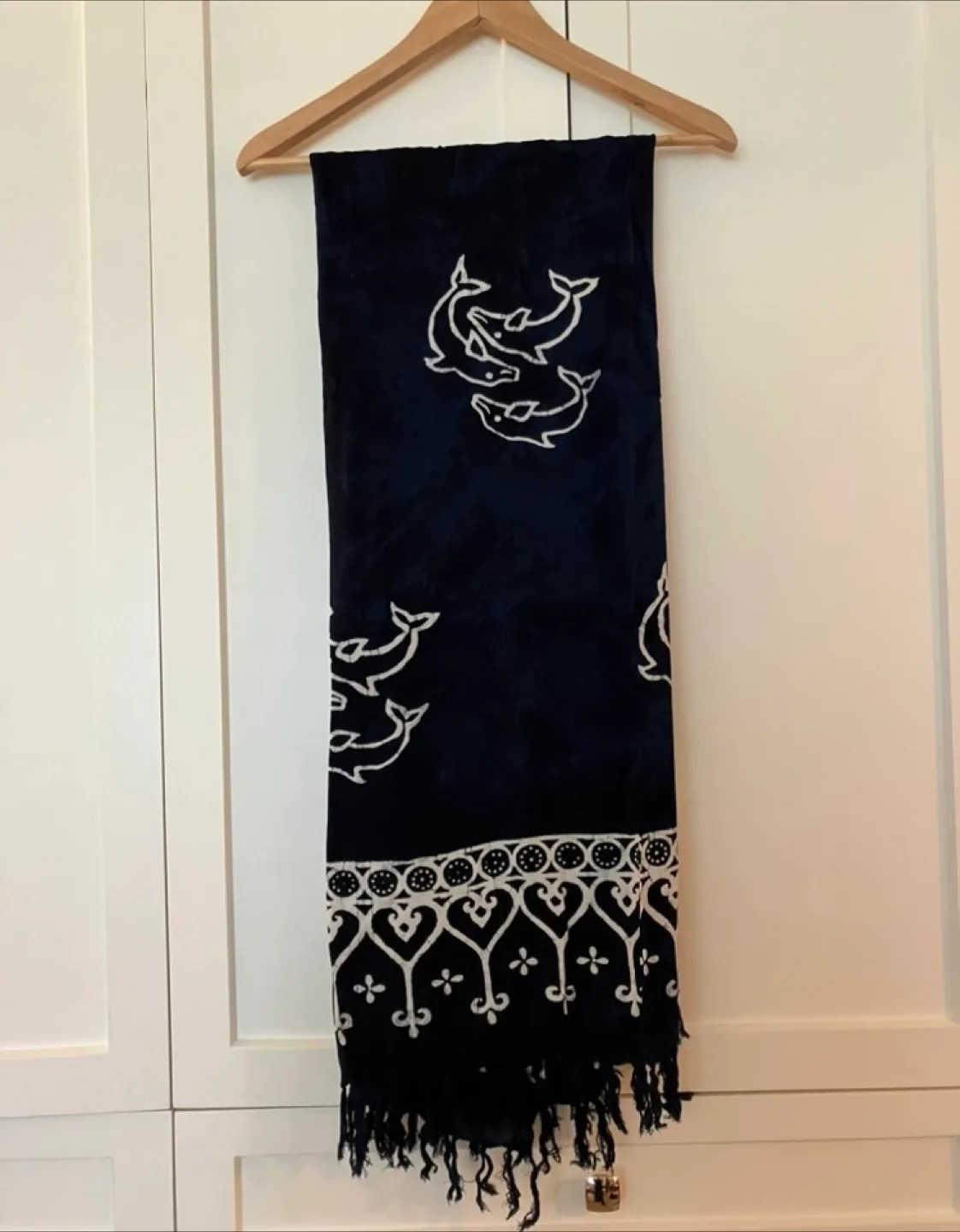 Navy Scarf with Dolphin Design thumbnail