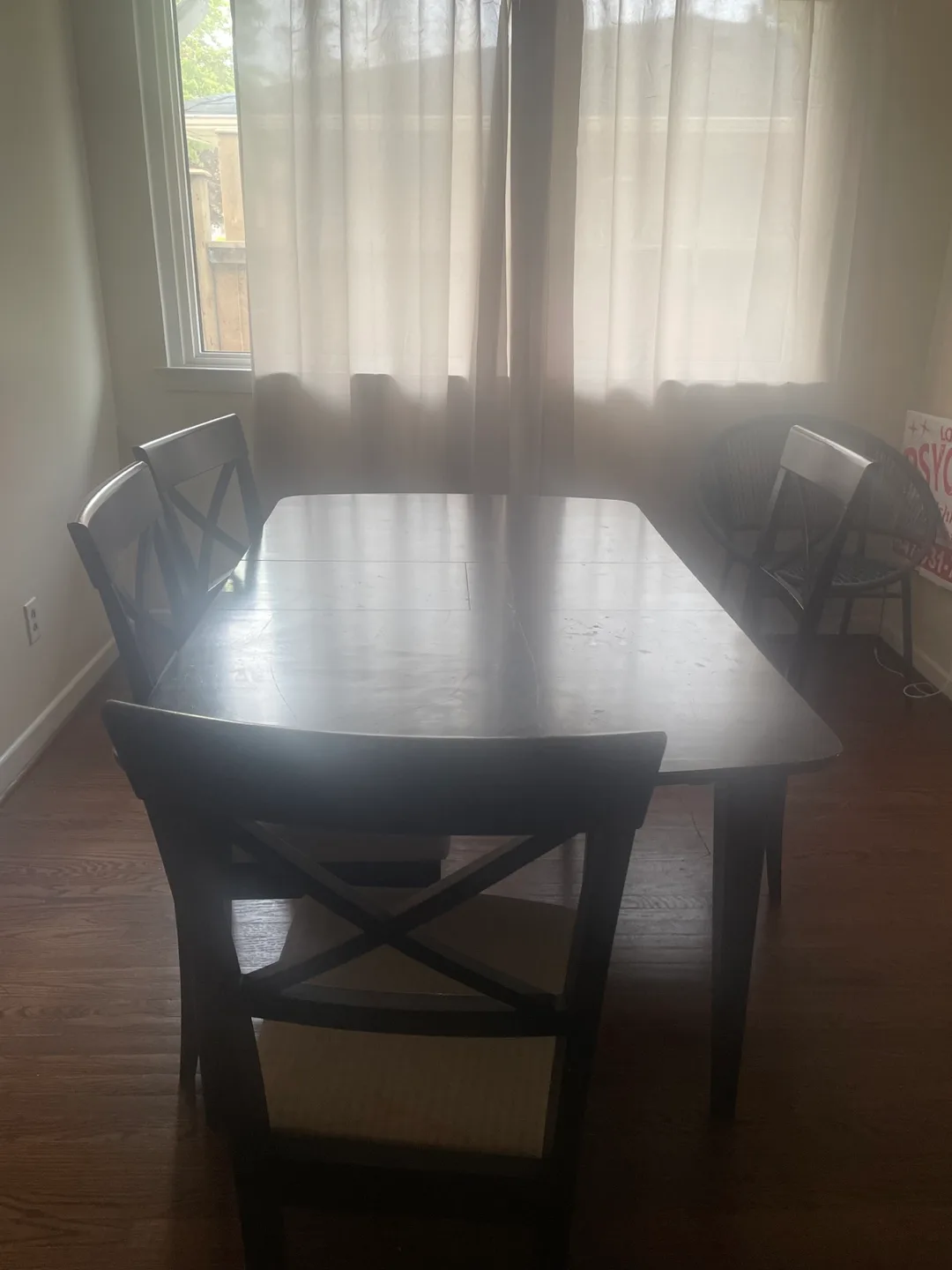 Extendable Dark Wood Dining Table with Set of 4 Chairs thumbnail