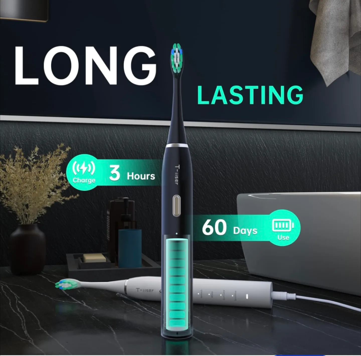 T-iiser Sonic Electric Toothbrush with Multiple Heads image indicator(4)