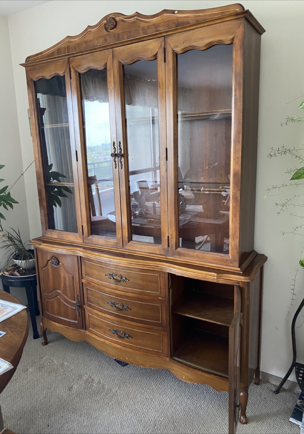 Wooden Buffet and Hutch with Glass Doors - photo 2