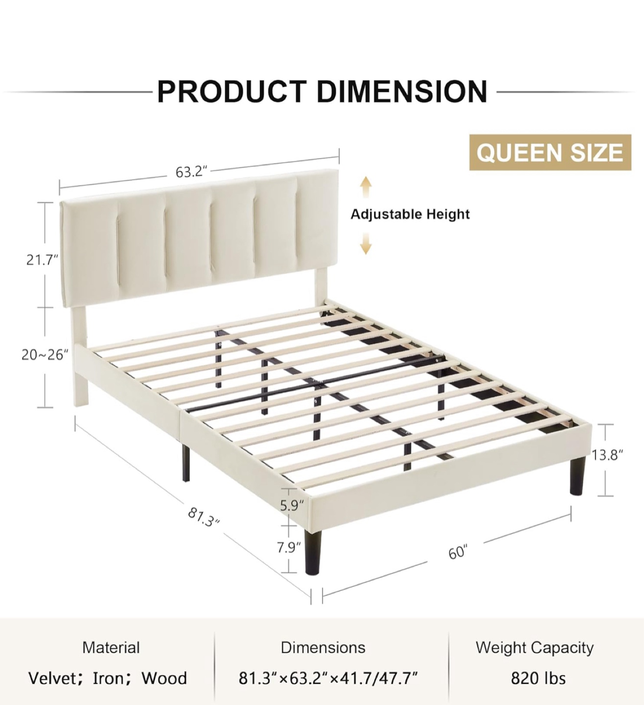 Queen Size Bed Frame With Headboard - photo 2