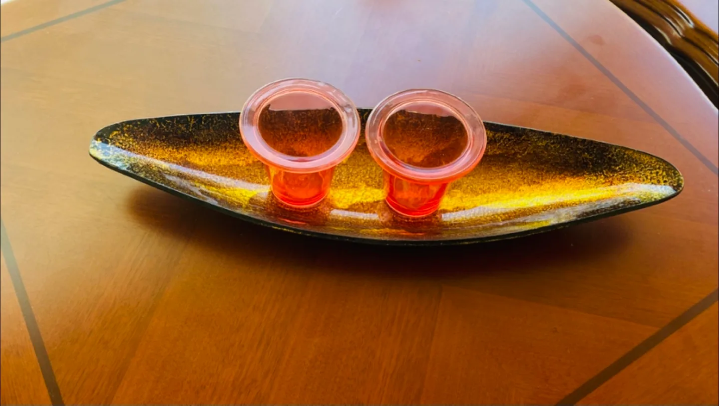 Decorative Glass Bowl With Two Candle Holders thumbnail