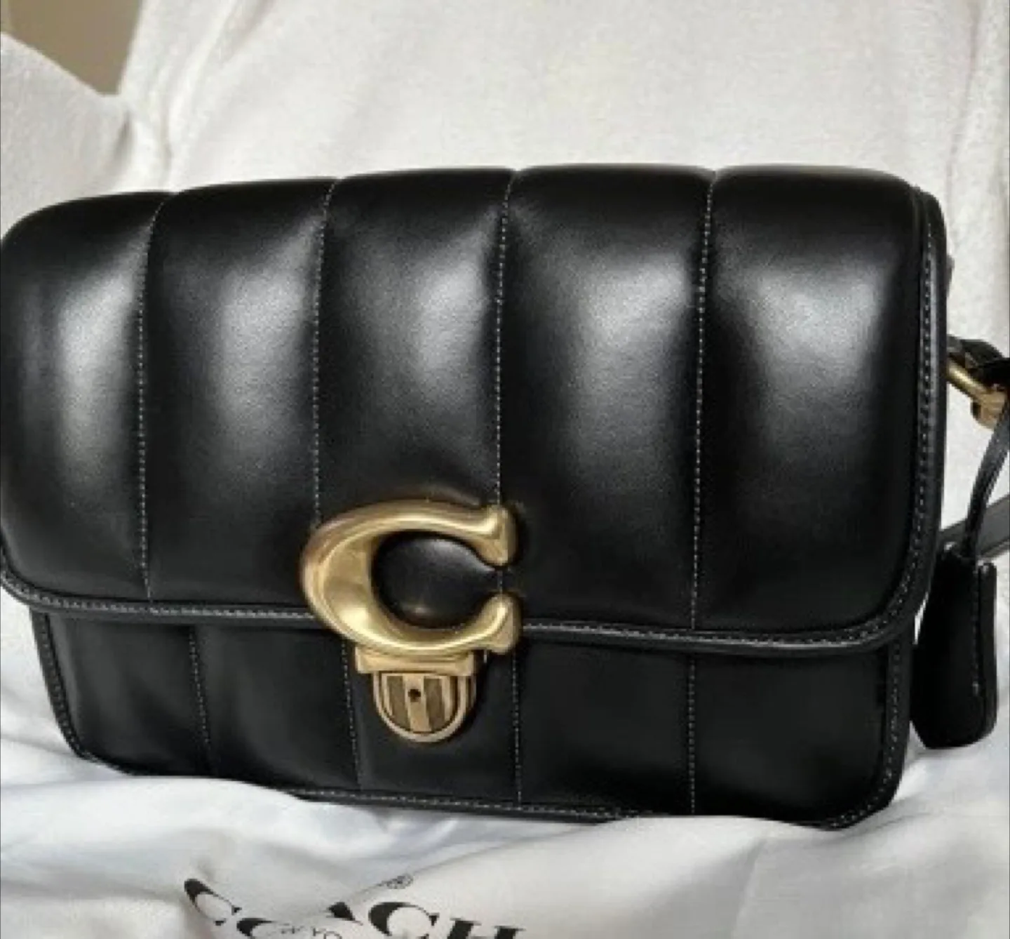 Coach Quilted Studio Shoulder Bag with Coach Cherry Charm