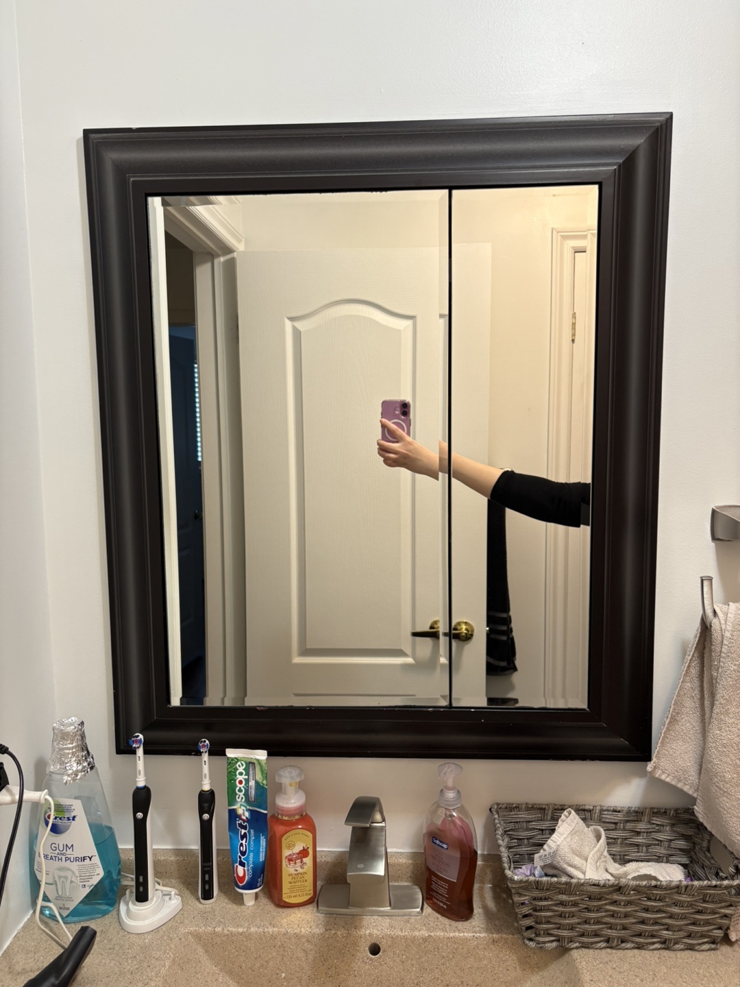 Dark Wood Framed Mirror Cabinet - photo 2