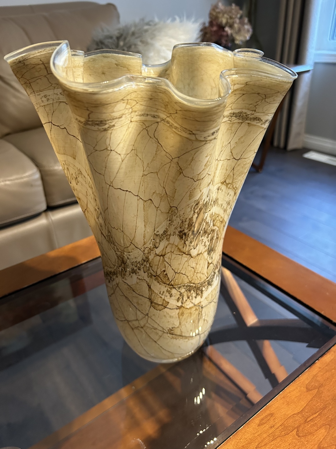 Unique Glass Vase with Marble Pattern