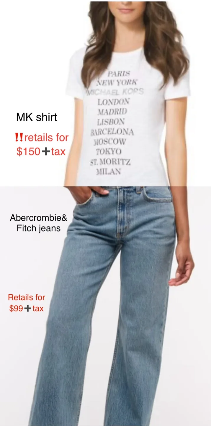 🔥Michael Kors T-Shirt➕AF Jeans➕Free Zara jeans🔥💰265➡️20‼️ thumbnail