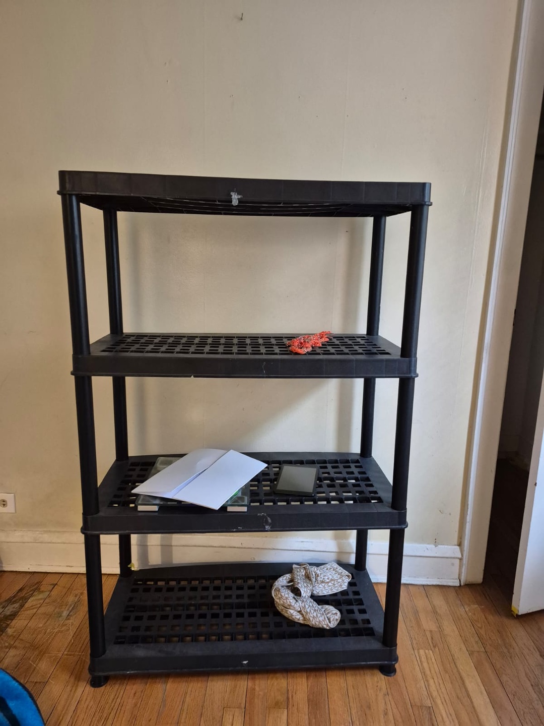 4-Tier Black Plastic Shelving Unit - photo 2