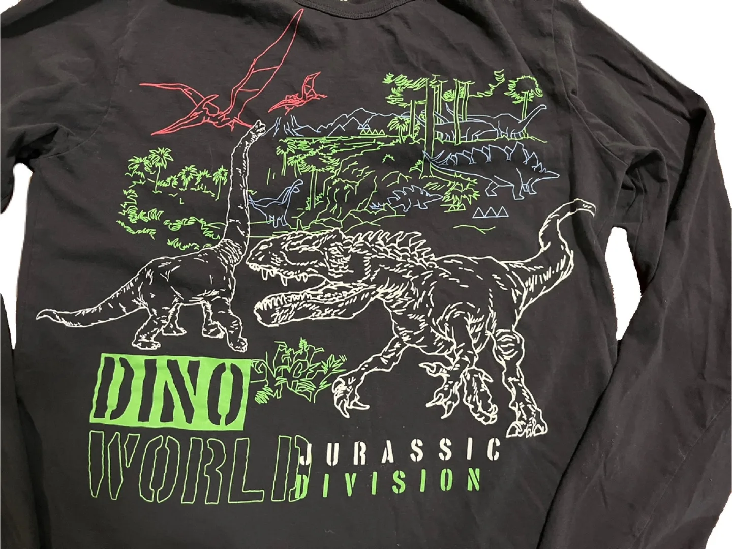 OshKosh boys’ 14 long sleeve Dino World T-shirt, dark grey image indicator(3)