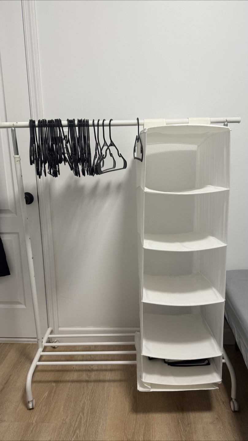 Rolling Clothes Rack with 6-Tier Shelves (bonus hangers!)