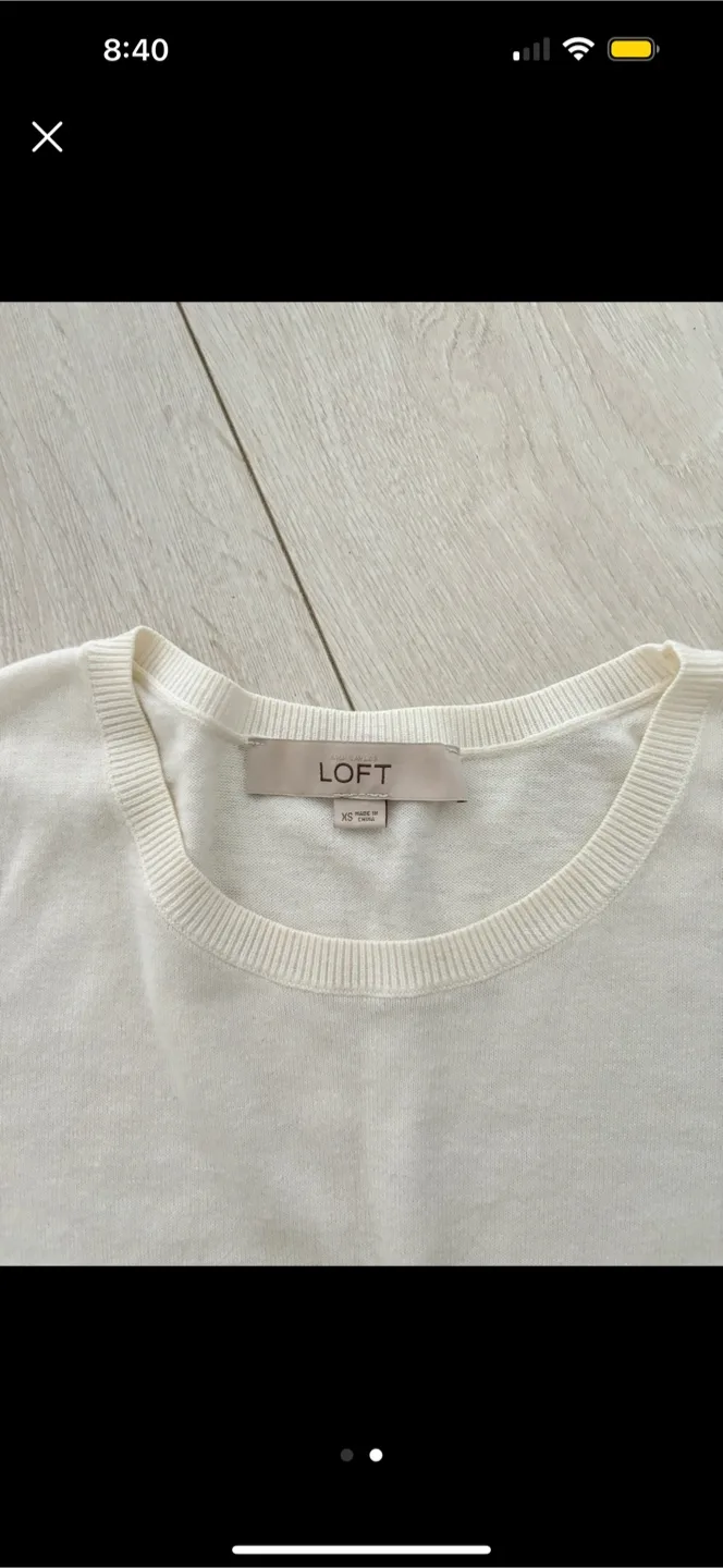 LOFT White Short Sleeve Ruffle Top image indicator(2)
