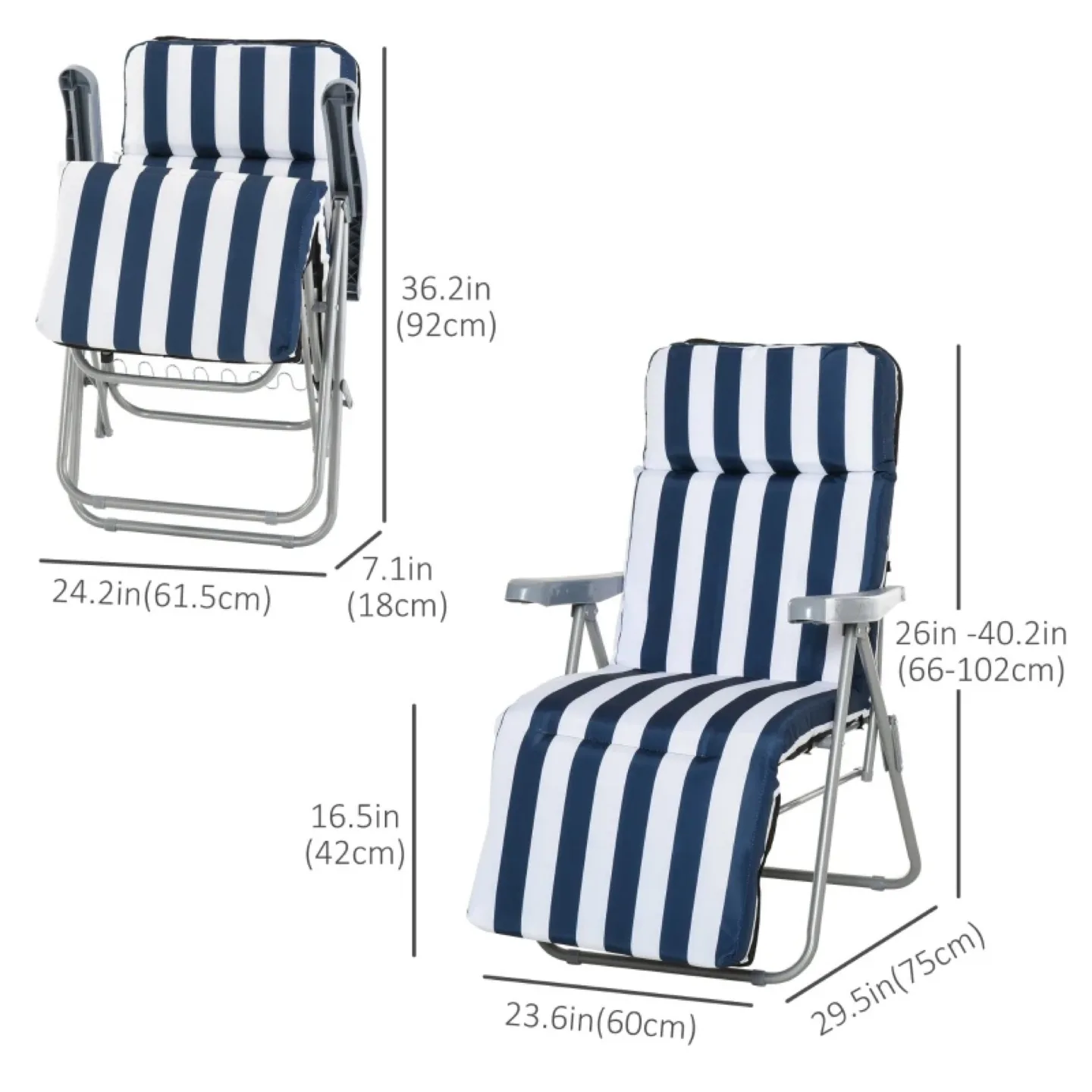 Outdoor Striped Reclining Chairs image indicator(4)