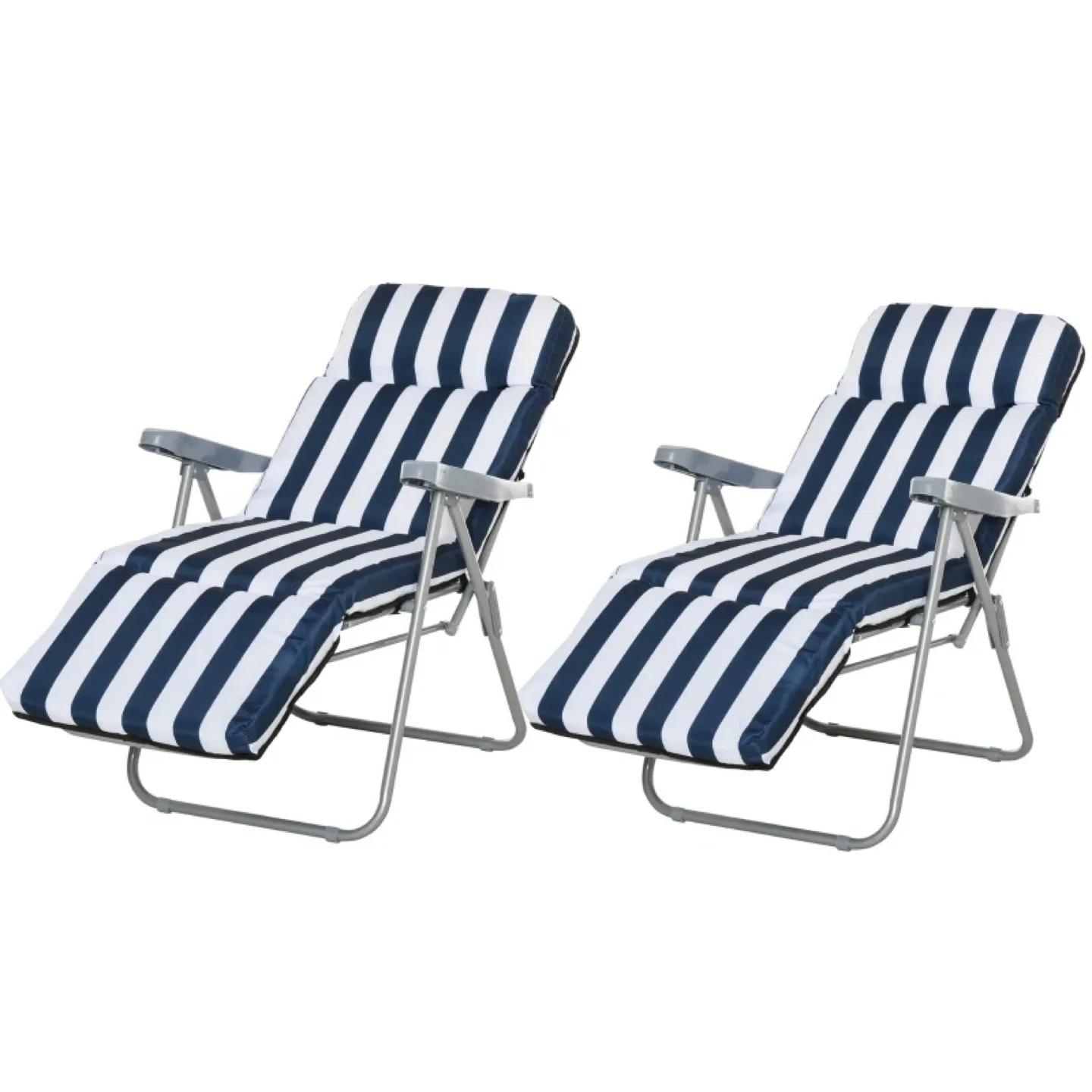 Outdoor Striped Reclining Chairs image indicator(2)