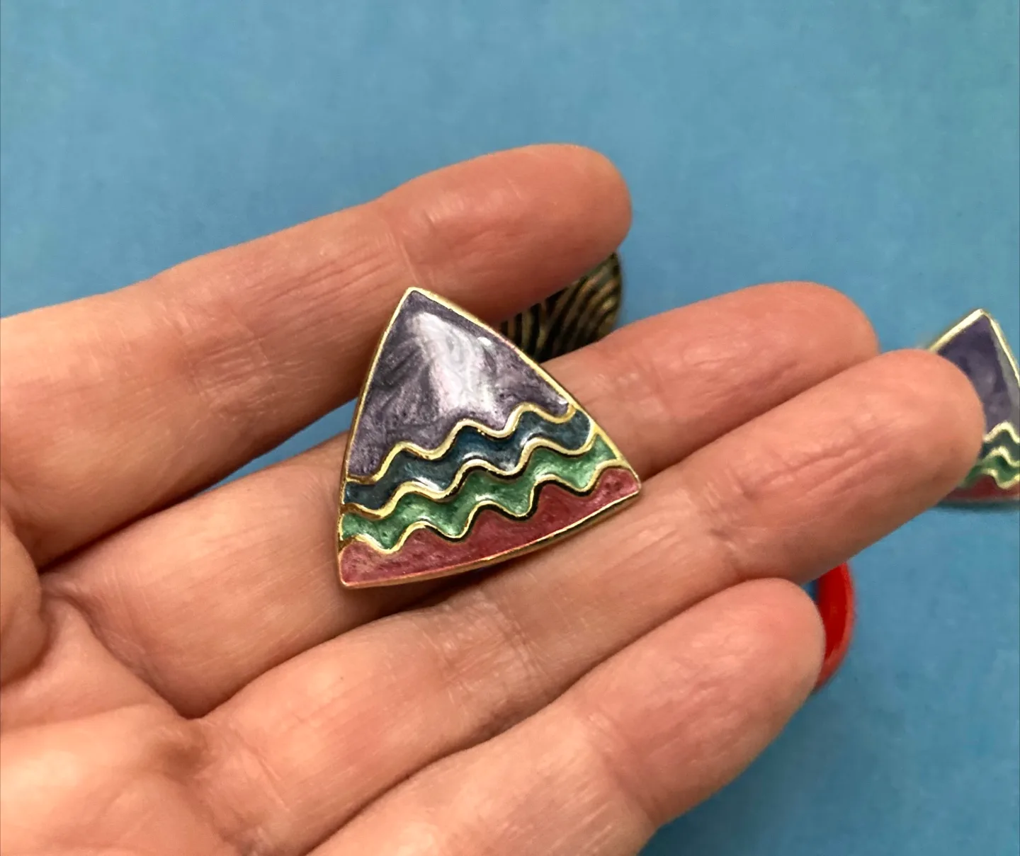 Vintage 1980s Enamel Earrings image indicator(4)