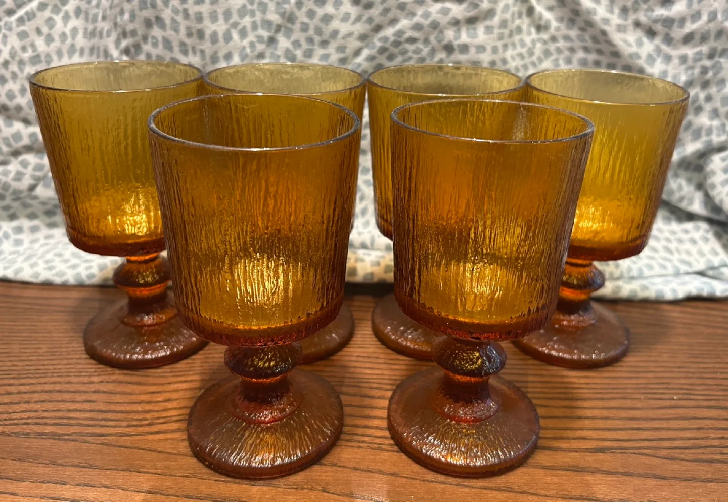 Vintage Amber Stemmed Glasses Set image indicator(2)
