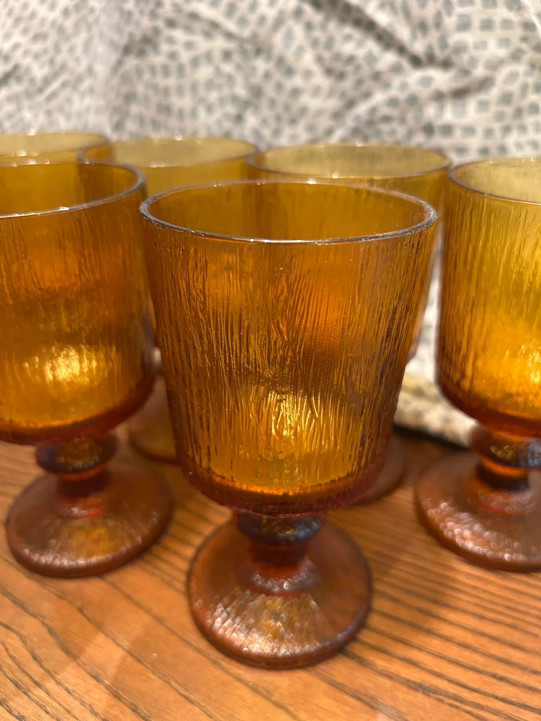 Vintage Amber Stemmed Glasses Set image indicator(3)