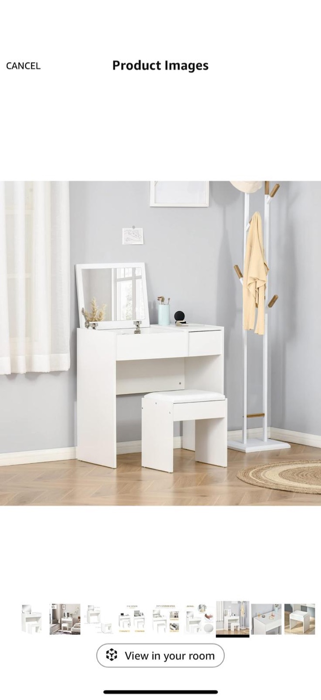 White Vanity Desk with Stool - photo 4
