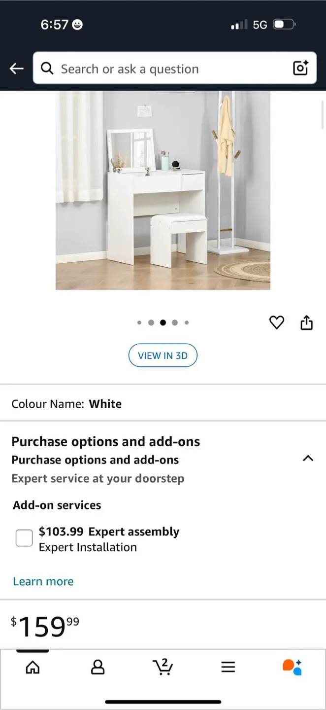 White Vanity Desk with Stool image indicator(8)