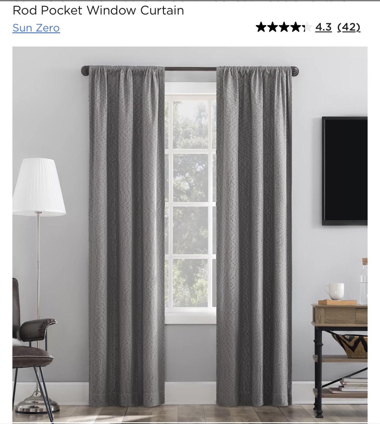 “Laurent” Sun Zero 100% Grey Total Blackout Window Panel Pair - photo 2